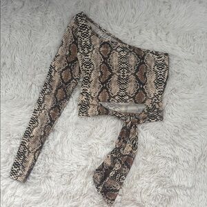 Windsor Beige and Brown Snake Print Blouse